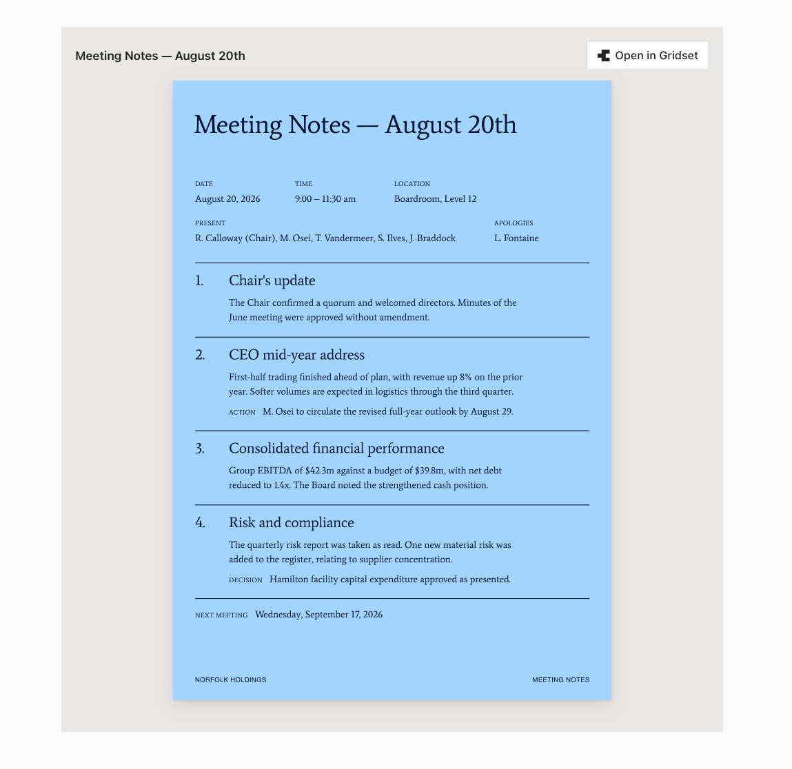 Gridset screenshot